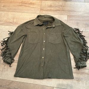 Velvet Heart long sleeve shirt jacket with fringe.